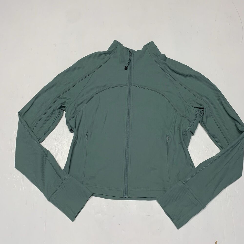 LULULEMON DEFINE CROPPED FULL ZIP THUMBHOLES LIGHT GREEN JACKET SZ 10 RIBBET